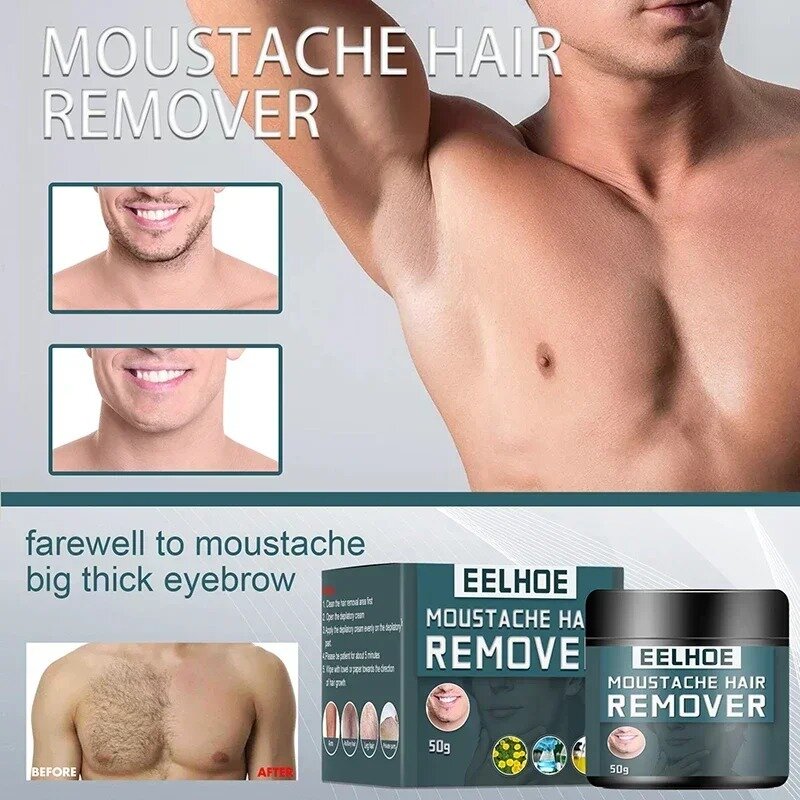 Creme removedor de cabelo indolor para homens, crescimento do cabelo, eliminar a barba, axila, peito, partes privadas, creme depilatório