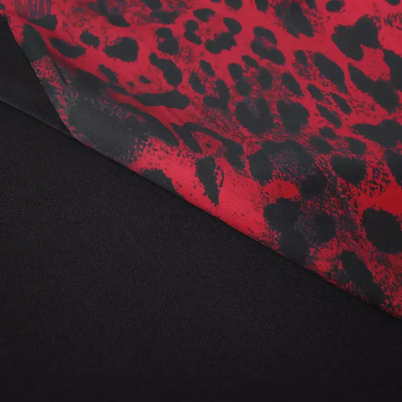 2023 afrikanische Frauen Plus-Size heißes V-Ausschnitt rot Leoparden muster Patchwork lockeres Kleid s9059