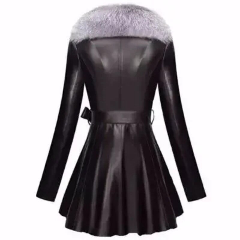 Fashion Faux Fur Coat Women Winter Female Sheepskin Coats Pure Color  Fox  Collars Snap Fastener s2024 New E95