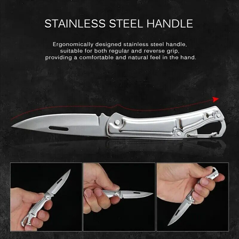 Карманный складной нож для фруктов, уличный нож из нержавеющей стали с нескользящей ручкой для кухонных принадлежностей