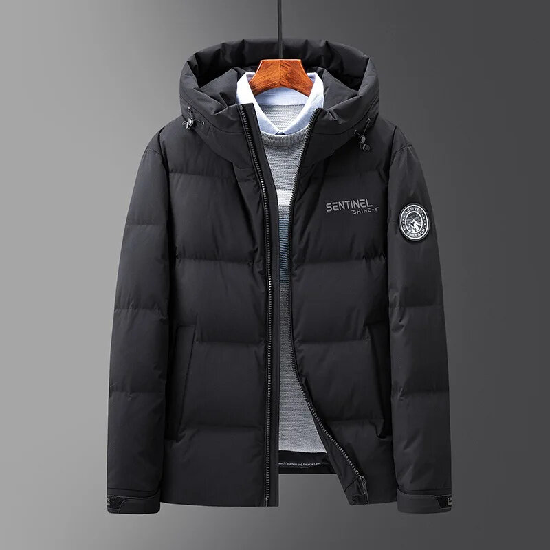 男性用フード付きジャケット、厚手のコート、防寒フグコート、90% ダックダウン、冬