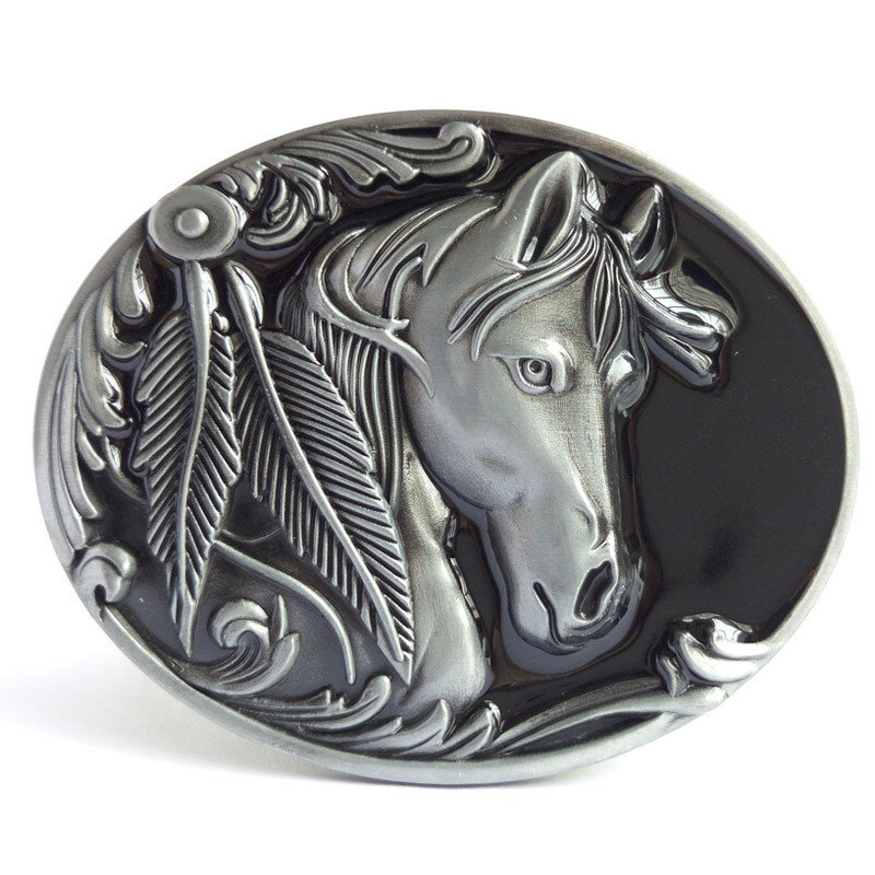 Ceinture narWestern Cowboys en alliage de zinc conçu pour les amateurs de chevaux, ceintures à boucles