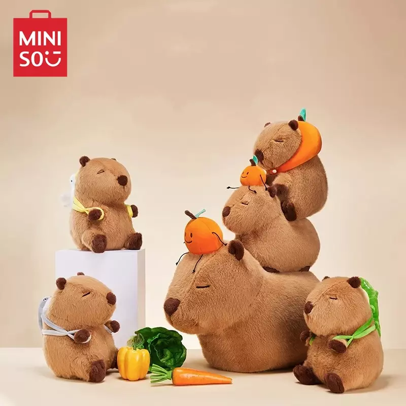 MINISO Capybara Series Sitting Headgear Doll Cute Capybara Plush Doll Sofa Decoration Pillow Children's Toy Birthday Gift