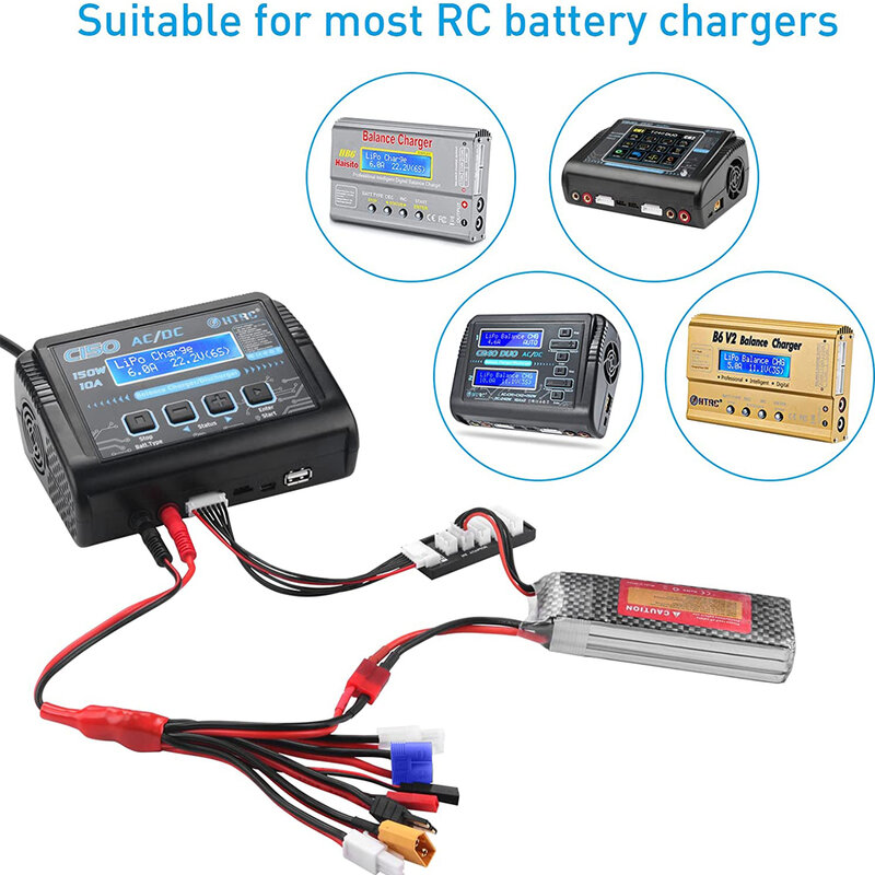 8 In 1 Lipo Battery Charger Multi Charging Plug Convert Cable For RC Car For Rechargeable Battery-powered Aircraft Model