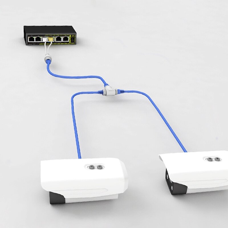 Répartiteur POE 2 en 1, connecteur câblage réseau, connecteur RJ45 à trois voies pour caméra sécurité, accessoires