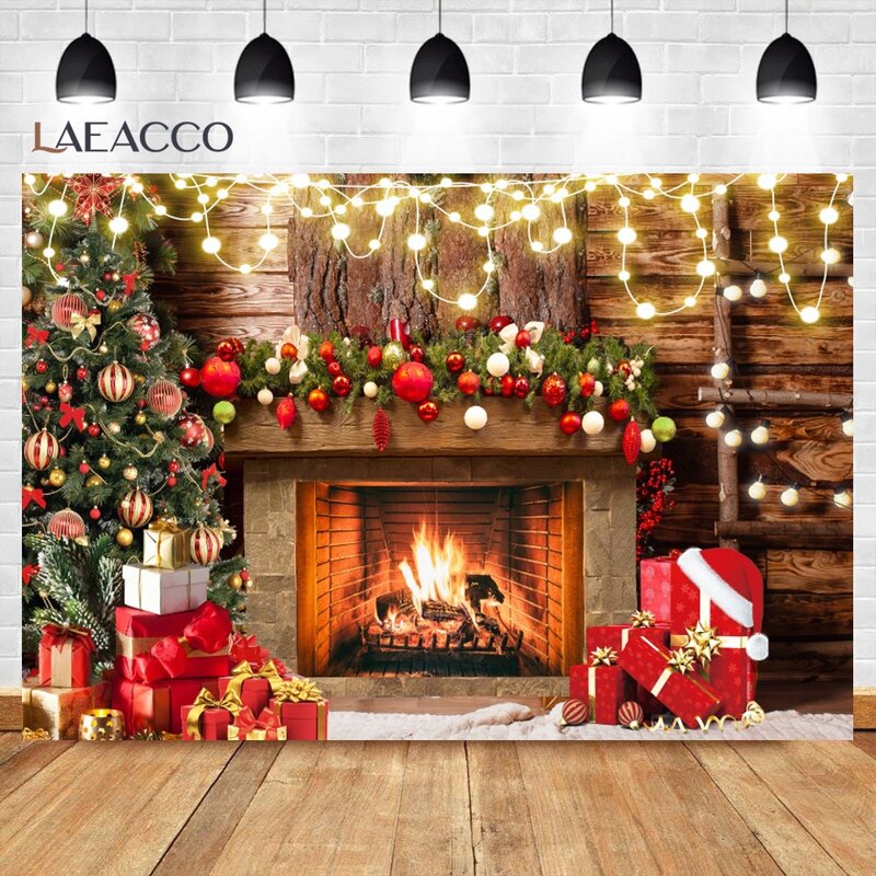 Inverno Natal Backdrop para Photographic, Xmas Tree, Chic Wall, Snow Forest, Indoor Family Portrait, Photo Backgrounds for Kids Party