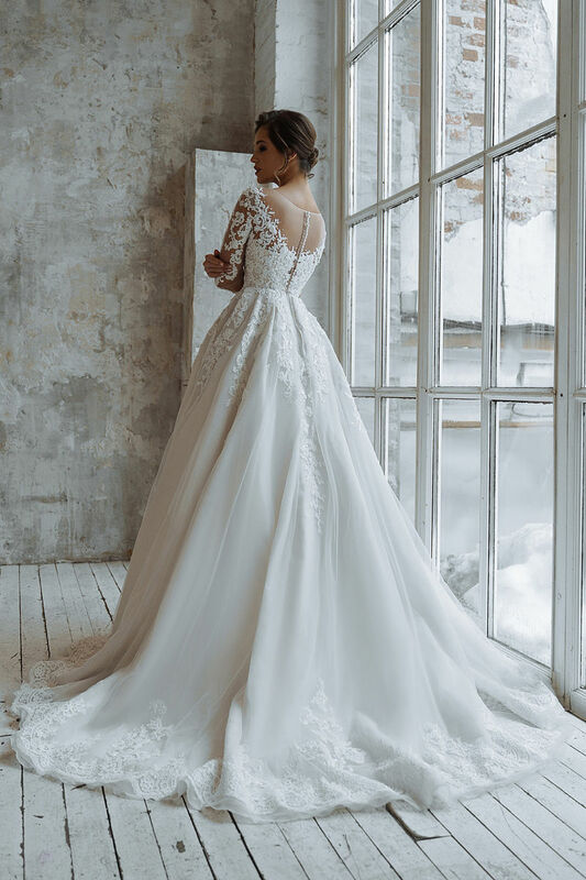 Vestidos de novia personalizados para mujer, vestido de novia de manga larga, apliques de encaje, Princesa, medida personalizada, 2024