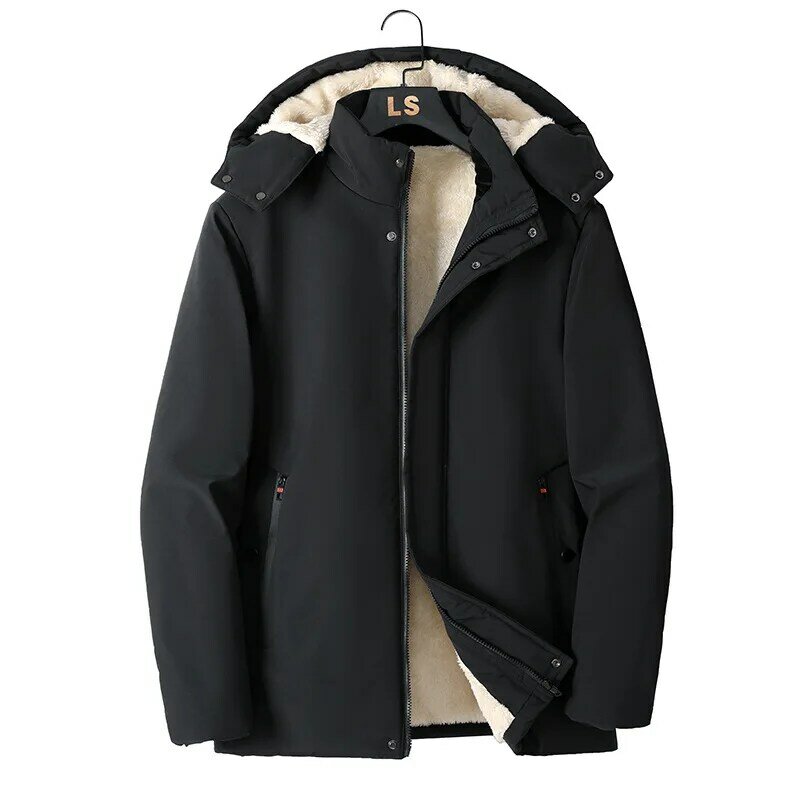 Jaqueta de cordeiro com capuz de veludo masculino, casaco de algodão quente, solto, grosso, plus size 8XL, inverno