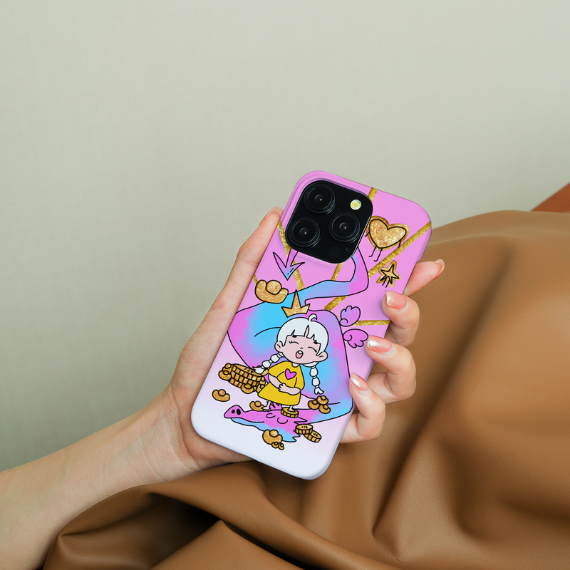 جراب هاتف Princess Lurge Dream iPhone 15 Pro Max ، جراب هاتف بحافة مستديرة ، صغير ولطيف ، شخصي ، إبداعي ، غير لامع ، واقي من السقوط