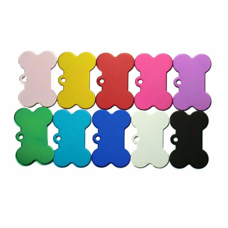 Wholesale 20pcs Bone Double Sides Personalized Dog ID Tags Aluminum Customized Cat Puppy Name Phone No.  Tags Plate Keyrings