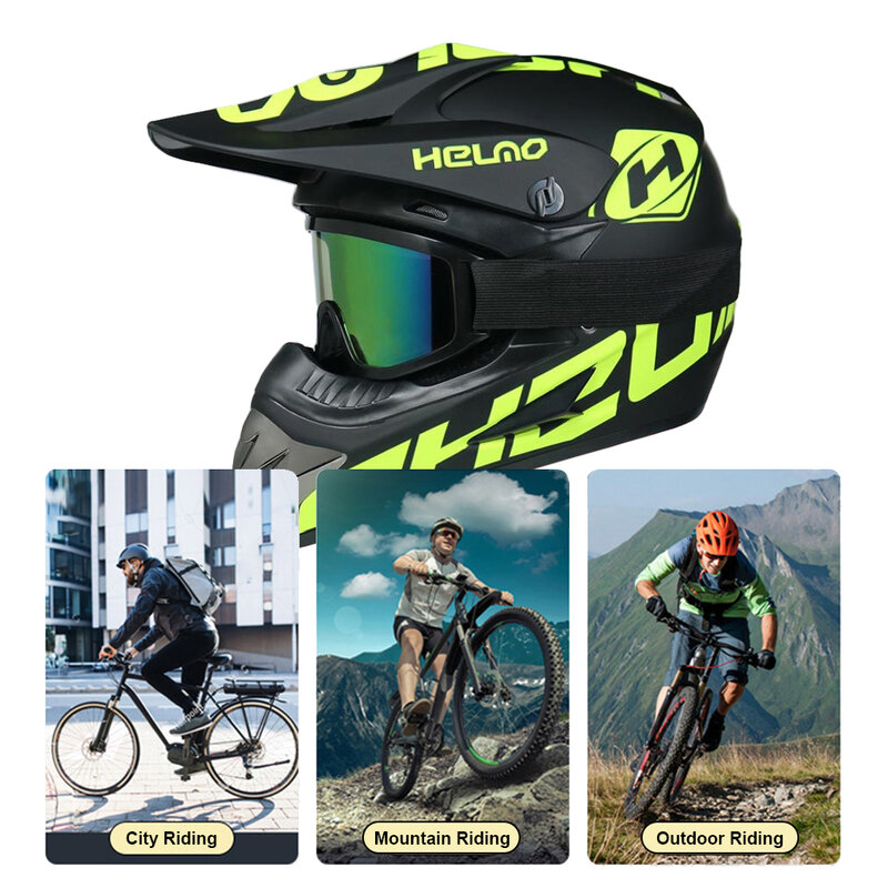 信頼性の高い保護のためのabsフルフェイスバイクヘルメット、ワイドアプリケーション、快適なウェア、スクーター、グリーン、xl