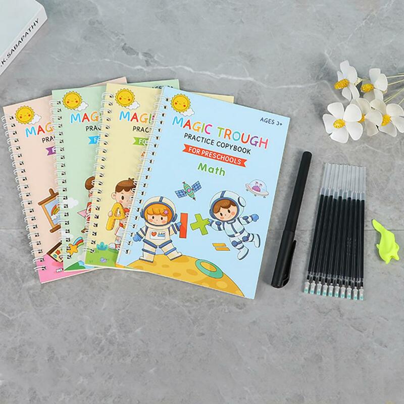 Libro de práctica de escritura con alfabeto para niños, Juego de Cuaderno de práctica de caligrafía reutilizable, libro de práctica de escritura a mano para niños