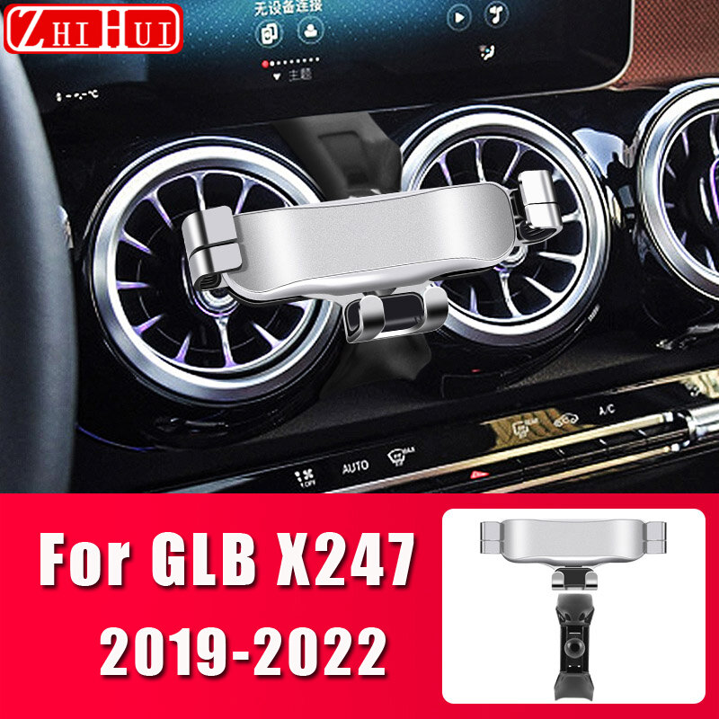Support de téléphone portable de style de voiture pour Mercedes Benz GLB X247 2019-2022, support d'aération, support d'invite de gravité, accessoires de support