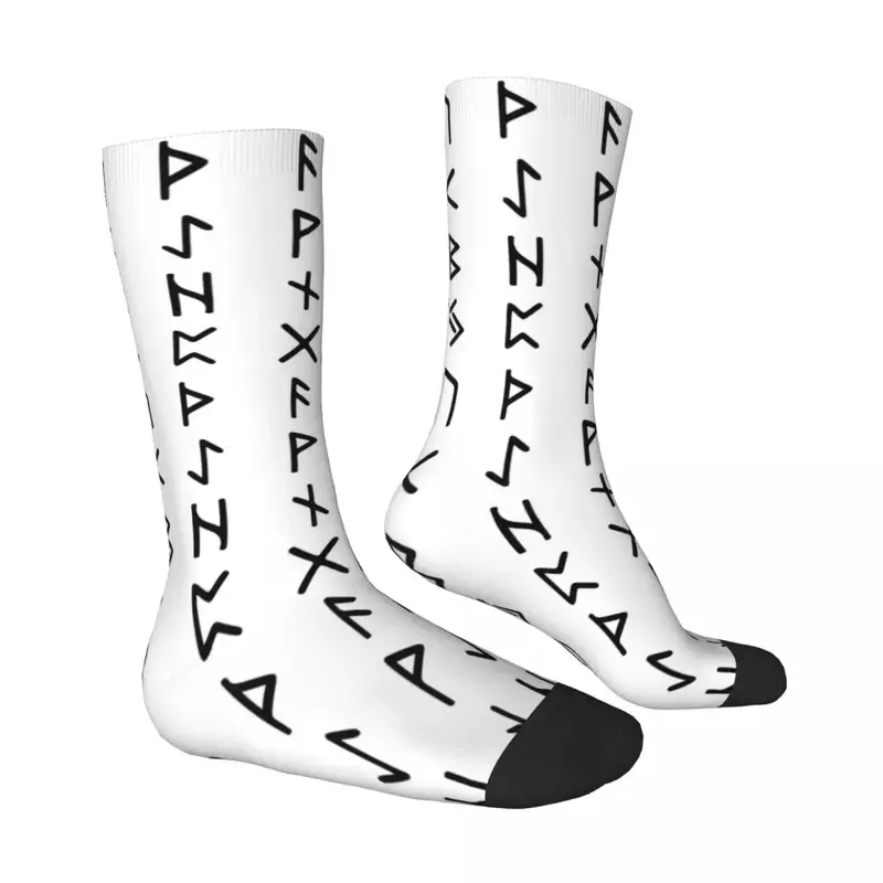 Lustige verrückte Socke für Männer nordische Runen weiß Hip Hop Harajuku Wikinger glücklich atmungsaktives Muster gedruckt Jungen Crew Socke lässig Geschenk