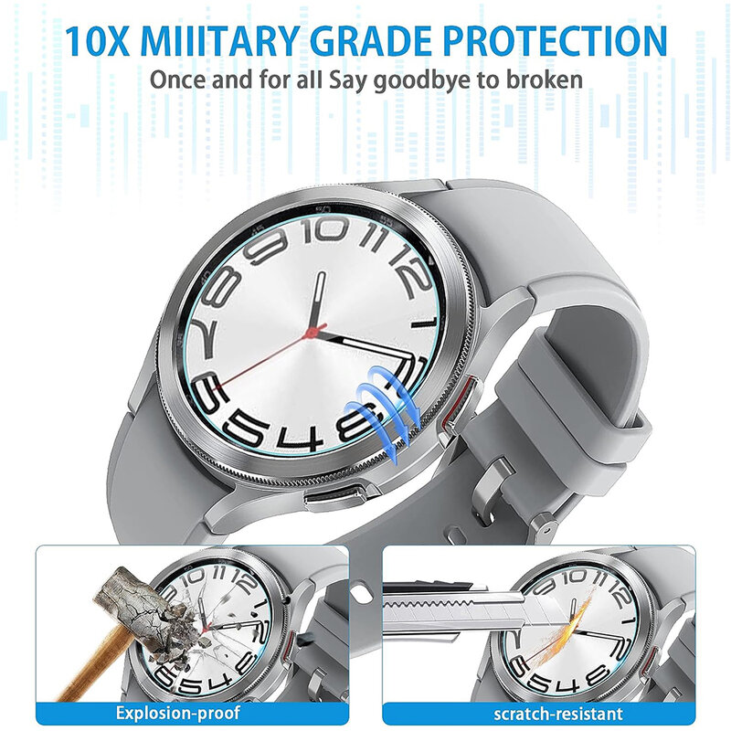 Protetor de tela de vidro temperado para samsung galaxy watch 6, 40mm, 44mm, hd, anti-risco, clássico, 43mm, 47mm, 1-5pcs