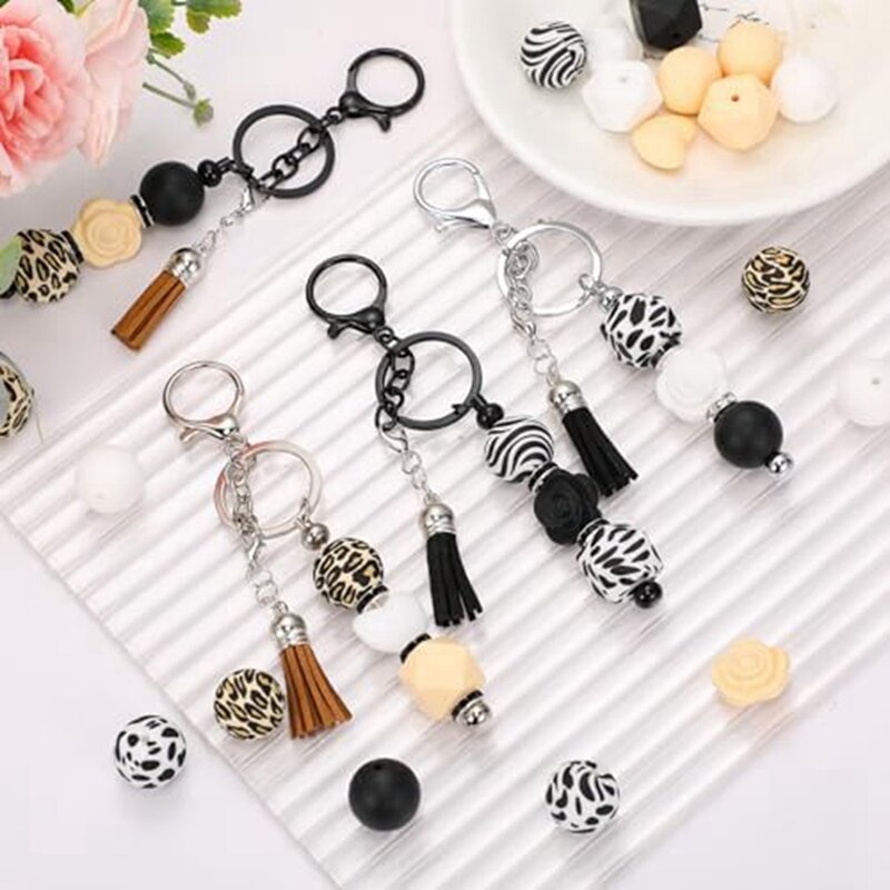 Beaded Keychain Accessories Set For Keychain Making Kit DIY Craft Durable Easy To Use