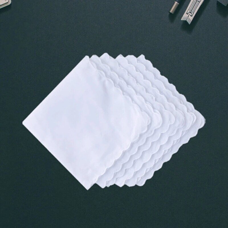 Portable Tie-dye Square Useful Handkerchief for Woman Man Gentleman White Cotton Handkerchief Square Handkerchief