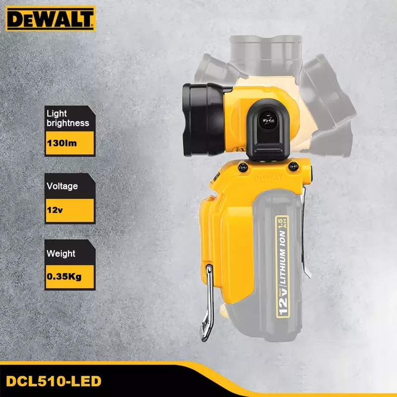 Dewalt DCL510 Wireless Lighting Rechargable Rotatable MultiFunctiona LED 130lm for Outdoor Clamp Universal 12v and 10.8v Battery