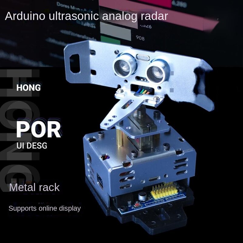 Radar ultrasónico de Metal con pantalla LCD 1,8, Nano programable, Kit de inicio para Robot Arduino, Kit de bricolaje para Detector ultrasónico