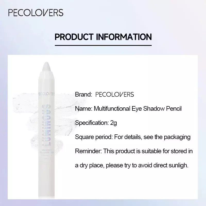Блестящий хайлайтер, перламутровый лежачий карандаш для шелкопряда, водостойкий стойкий яркий блестящий цвет, цвет: белый, серебристый, макияж глаз