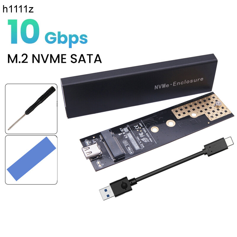Carcasa de SSD M2 de protocolo Dual, caja NVMe SATA NGFF M.2, USB 3,1, 10gbps, para disco duro externo, clave M/B + M, M.2, RTL9210B