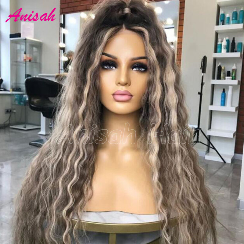 13x4 Blonde Lace Front Wig Human Hair Ombre Water Wave Lace Frontal Wig Glueless Highlight Lace Front Human Hair Wigs For Women