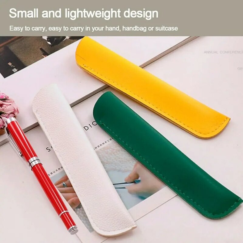 PU Leather PU Pencil Bags Stationery Solid Color Large Capacity Pen Pouch Pencil Case Office Supplies
