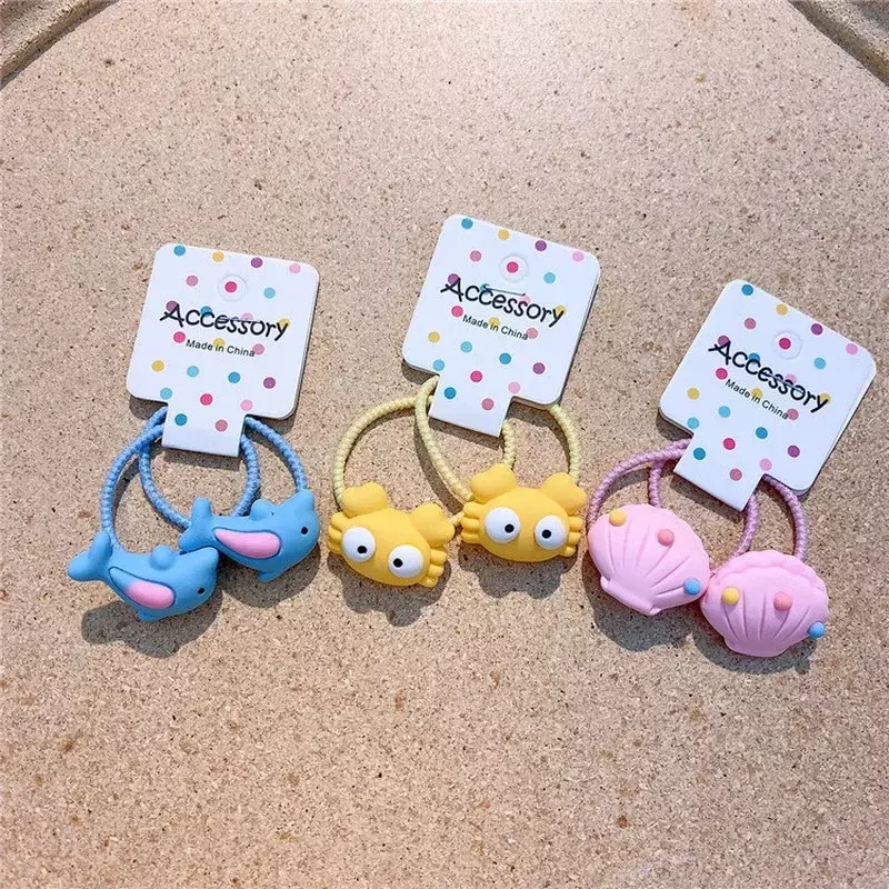 1 Pair New Korean Fashion Children's Ponytail Hair Accessories Sweet Girl Cute Cartoon Princess Animal Rubber Band Hair Rope