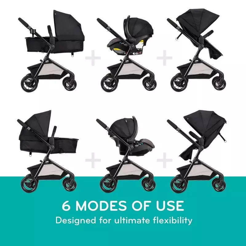 Evenflo-Siège auto pour bébé LiteMax, système de voyage modulaire pivotant, barre anti-rebond, bronzage désert