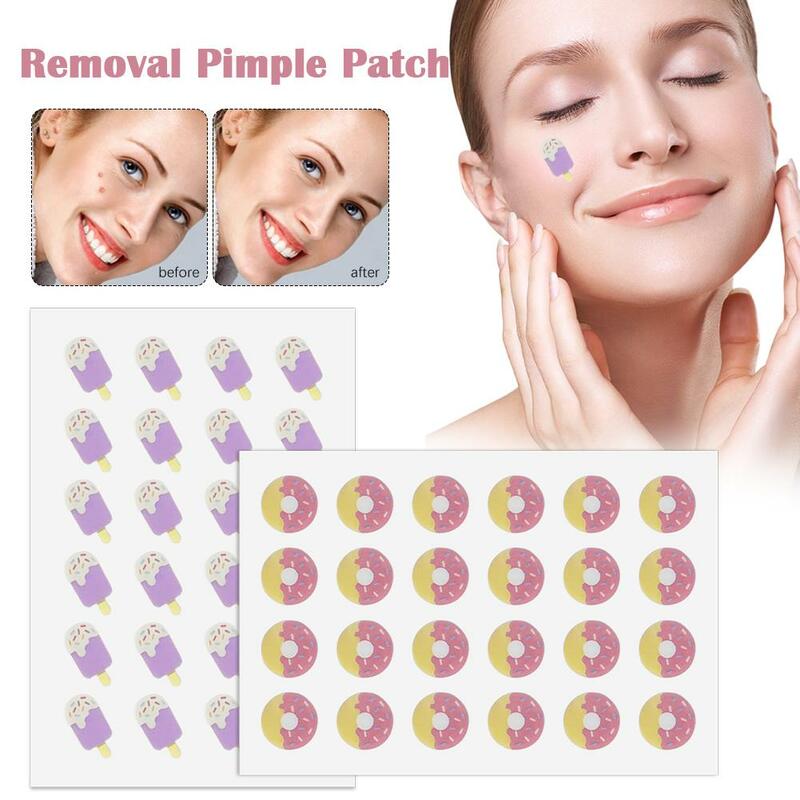 24 PCS Cupcake Ice Cream Donuts Acne Pimple Patch Invisible Dessert Theme Acne Patches For Face Zit Dots Stickers