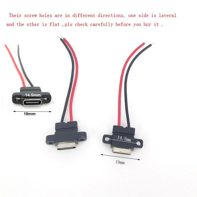 Conector USB 3,1 tipo C, cable de soldadura SMD SMT de 2 pines, puerto de carga rápida de alta corriente, enchufe hembra impermeable e1