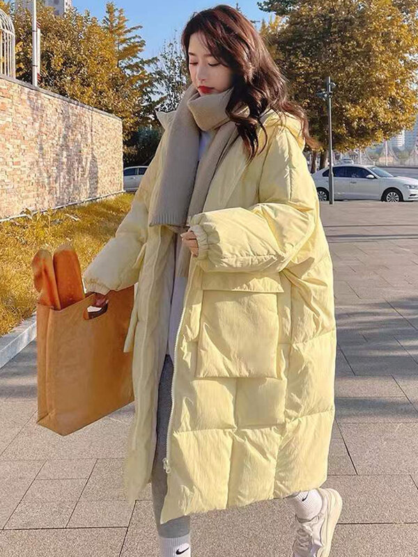 2023 zimowe damskie kurtki puchowe długie Ultra lekka, cienka płaszcz na co dzień kurtka pikowana smukłe zdejmują kurtka z kapturem luźne ciepłe płaszcz z suwakiem