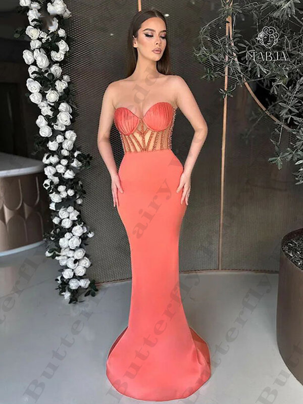 Elegancka moda fascynujące suknie wieczorowe dla kobiet piękna seksowna bez pleców syrena z ramienia suknie na bal maturalny bez rękawów 2024