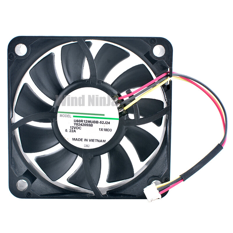 U60R12MUBB-52J24 Y0242055B 6cm 60mm fan 60x60x15mm DC12V 0.22A 3pin Axial flow fan cooling fan for projector chassis