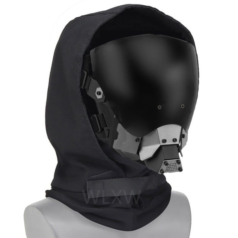 Masker Airsoft taktis, setelan kombinasi masker Balaclava, masker taktis Cyberpunk, masker Halloween untuk Cosplay CS Gam