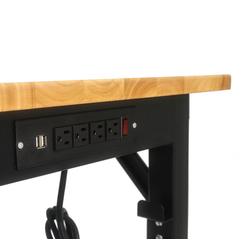 โต๊ะทำงานปรับได้ขนาด48 ", โต๊ะทำงานเต้าเสียบสายไฟรับน้ำหนักได้2000ปอนด์โต๊ะทำงานทำงานหนัก