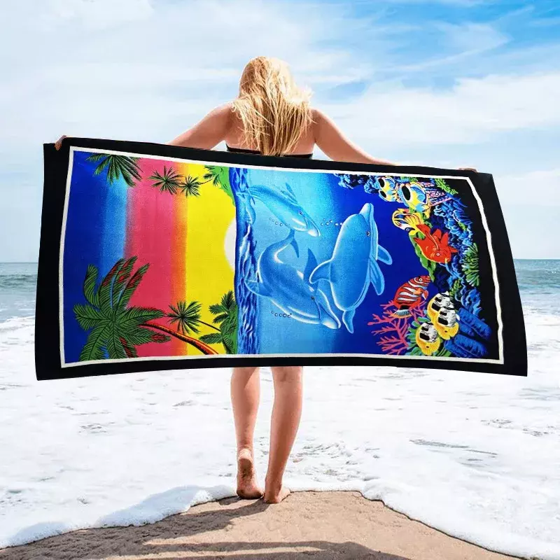 منشفة شاطئ مطبوعة متفرقة ، مخصصة عابرة للحدود ، استحمام ، شاطئ البحر ، منشفة حمام ماصة ، 70 × × × سم ، بيع بالجملة ، أمازون