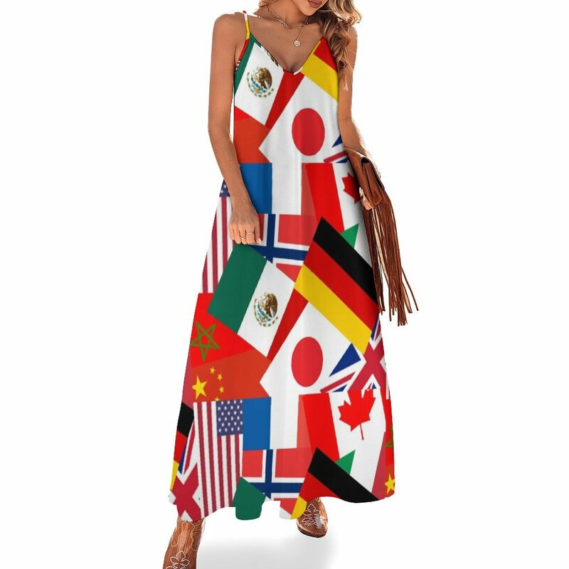 世界のショーケースノースリーブドレスビーチドレス女性のロングドレス