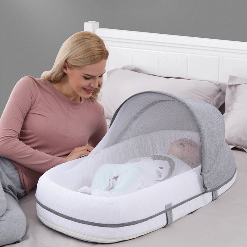 0〜24か月の新生児用ベビーベッド,巣,折りたたみ式,二段ベッド