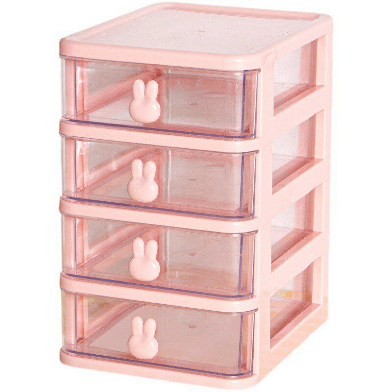 Rabbit Kawaii Desktop Organizer Drawer Pink/White Washi/Paper/Pencil/Sticker/Marker Cute Desk Storage Box Pen Holder Stationery