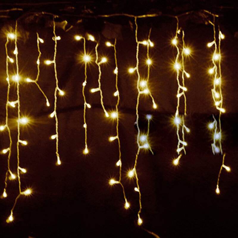 Водонепроницаемая энергосберегающая Гирлянда-занавес в виде сосулек, 5 м, 96 светодиодов, 8 режимов освещения, уличное декоративное освещение для домашнего декора
