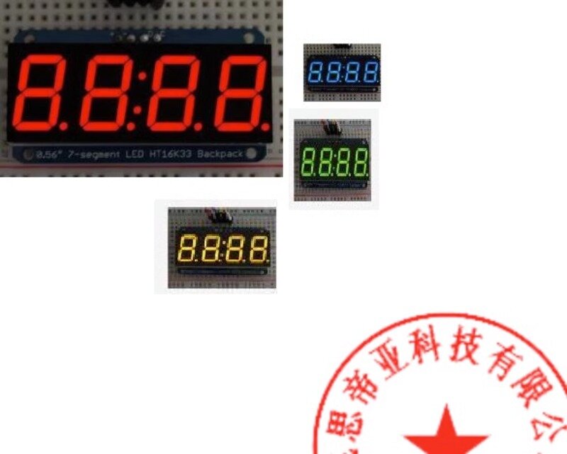 878 7 Adafruit-Affichage à 4 chiffres et 7 segments, 0.56 pouces, avec I2C rouge