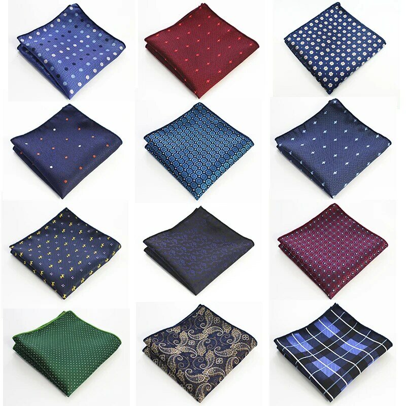 Pockets Square 22cm*22cm Polyester Paisley Dot Plaid Handkerchiefs for Man Party Business Wedding Clothing Accessories