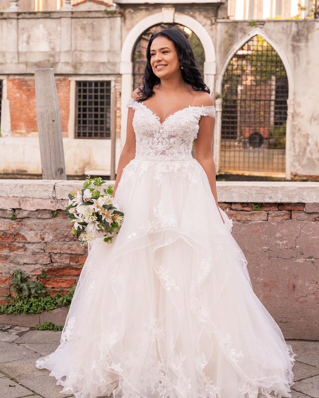 Gaun pengantin ukuran besar 2023 negara gading A-line renda Sweetheart Tier gaun pengantin gaun pengantin vestido de novia ZJ034