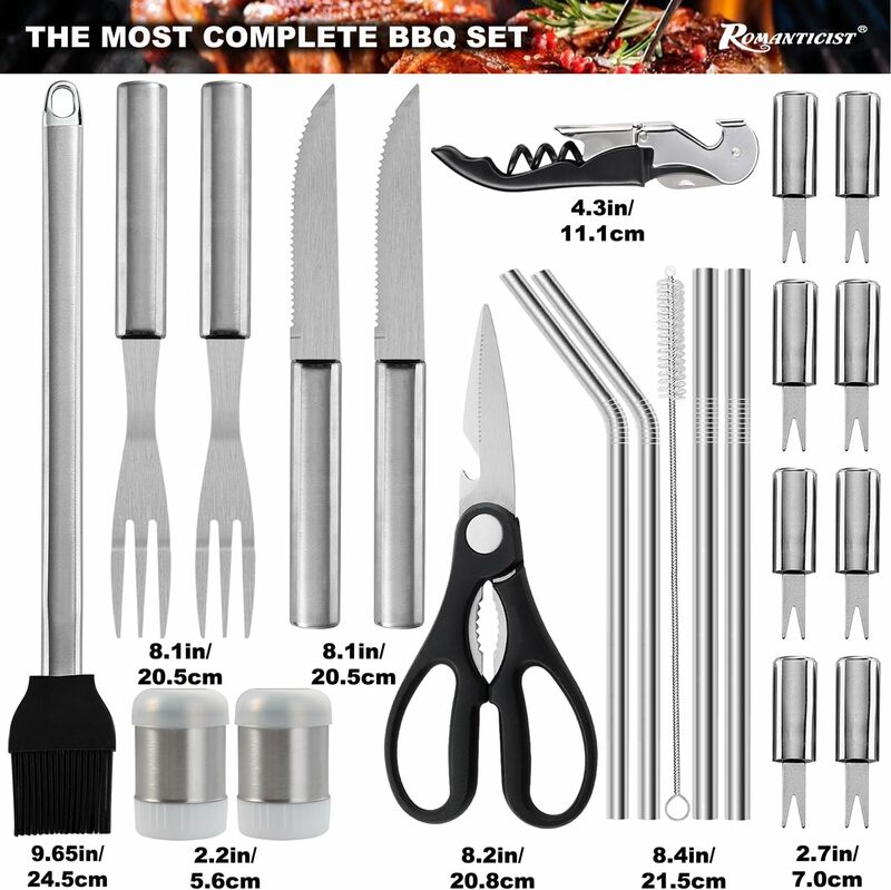 35PCS Barbecue Tool Set with Storage Bag - Portable Grill Tool Kit - Professional BBQ Set for Outdoor Cooking and Ca