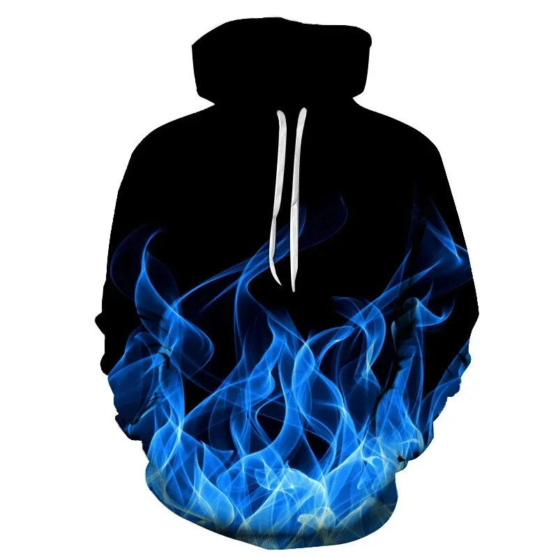 Sweat à capuche flamme colorée 3D pour hommes et femmes, sweat-shirt à capuche, manteau d'automne et d'hiver, vêtements de rue, veste, nouveau, 2024