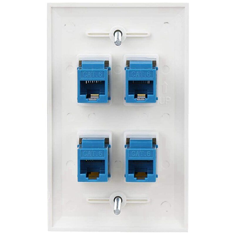 Plaque murale Ethernet 4 ports femelle-femelle, compatible avec les revieEthernet Cat7, 6, 6E, 5, 5E, bleu, 4X