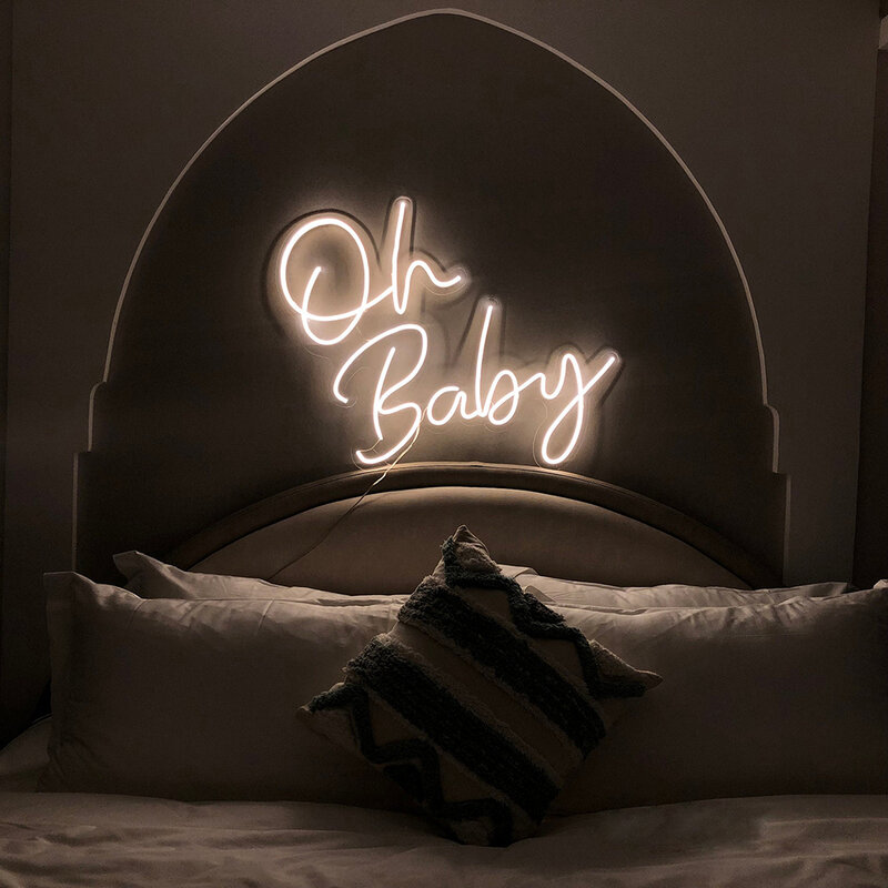 Oh Baby Neon na dekoracje na Baby Shower dekoracje ślubne zdjęcie tła Prop urodziny prezenty 5v-12v światło neonowe LED znaki