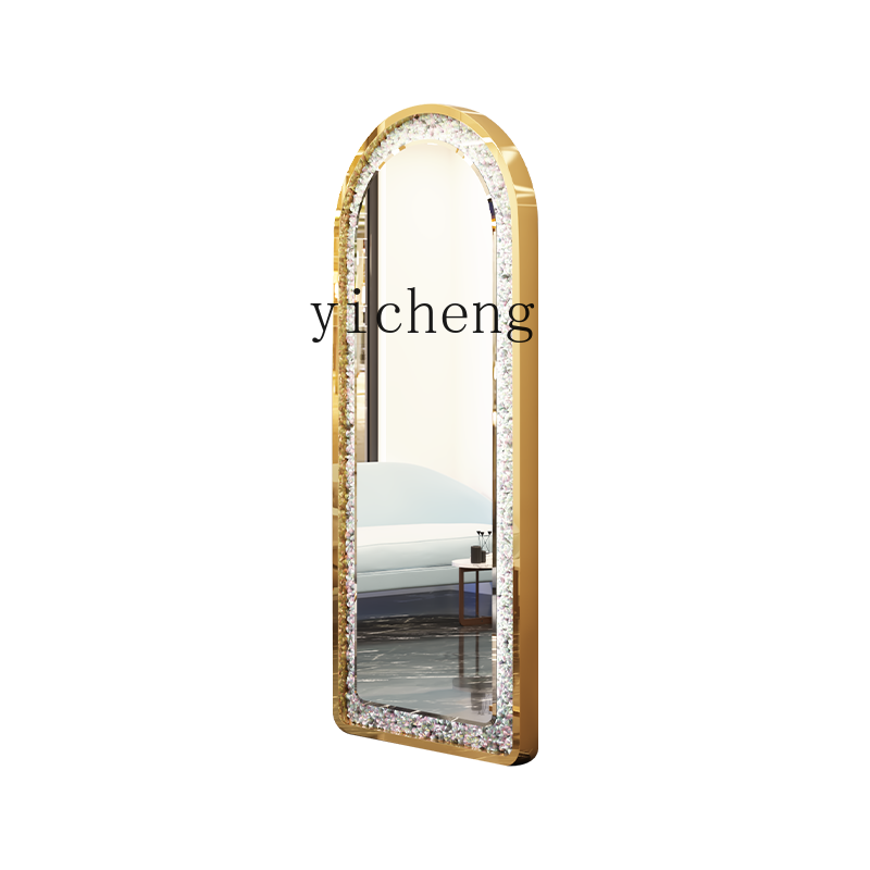 XL tangkai cermin berdiri dinding tunggal, tiang rambut dengan lampu untuk Salon lantai