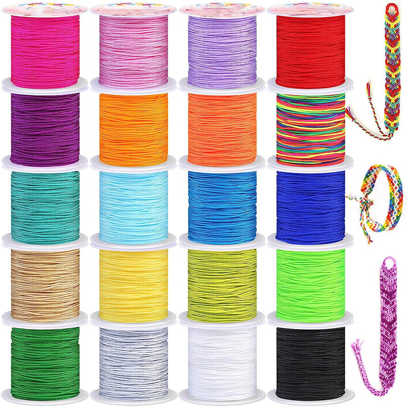 50M/Roll 0.8mm Nylon Beading String Macrame Thread Bracelet String Chinese Knot Cord for Braided Bracelet DIY Craft Jewelry Make